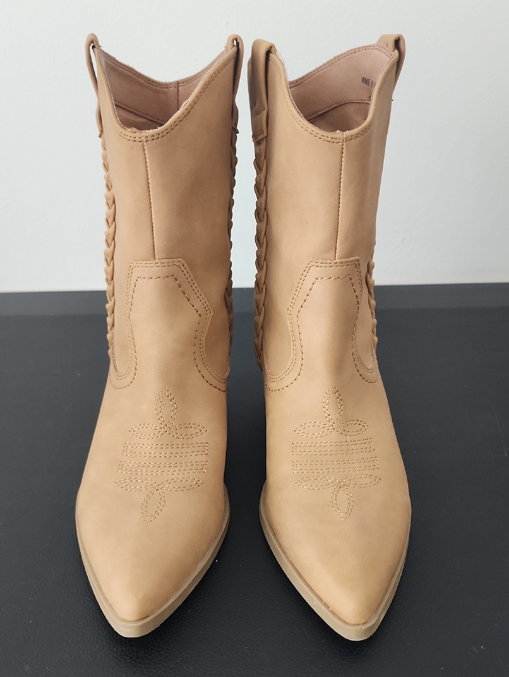 Dolce Vita Tan Braided Western Mid-Calf Boots